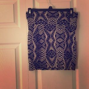 Black and White Patterned Spandex Mini Skirt